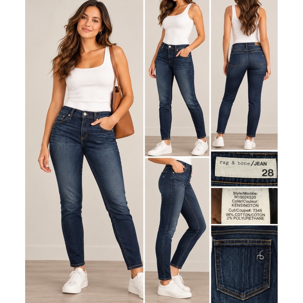 Rag & Bone Kensington Skinny Jeans Dark Wash W1502K520 Size 28
